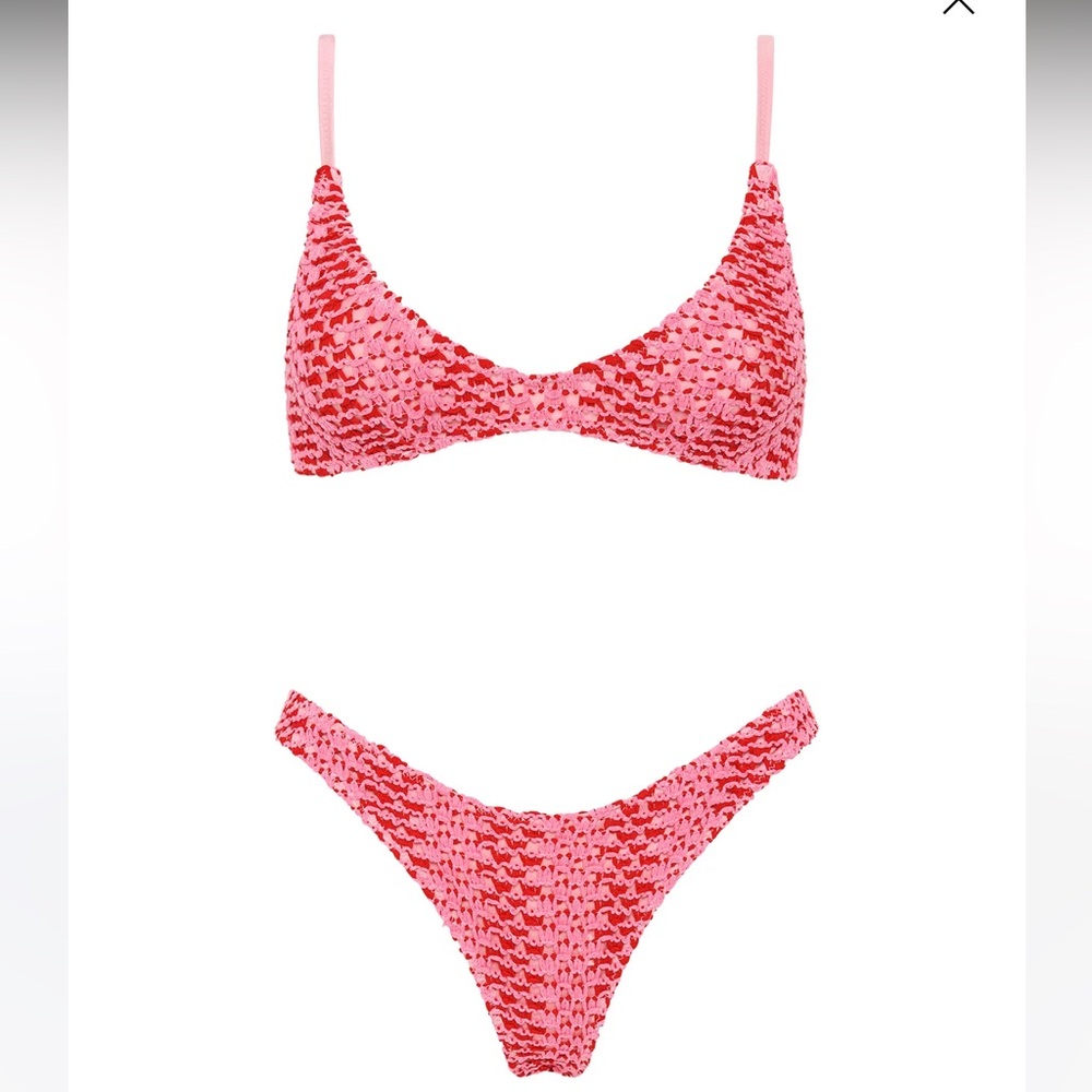 Pink Crotchet Triangl bathing suit